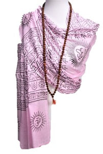 OM Hand Block Bhakti Yoga Prayer Sanskrit Hindu Mantra Shawl