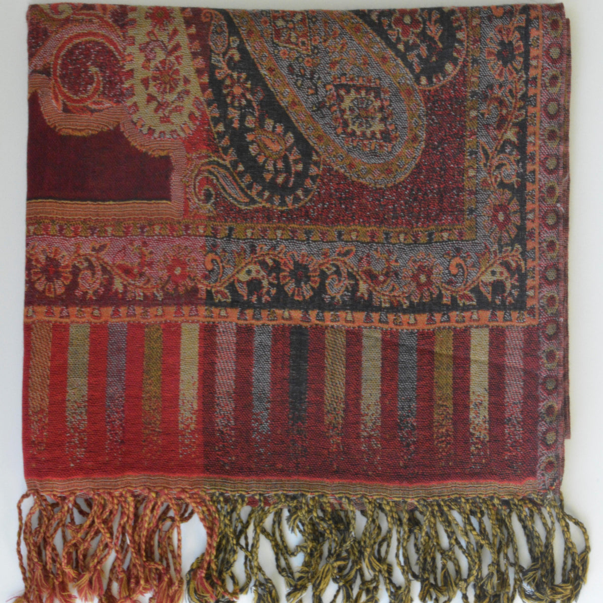 Blissful Garden,'Paisley Jamawar Wool Shawl Woven in India' - Yahoo Shopping