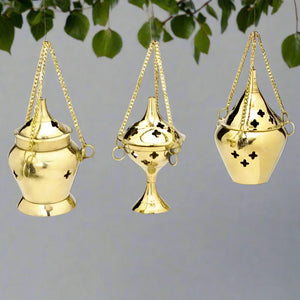 Assorted Brass Hanging Incense Burner  3.75" - 3 pcs