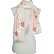 OMSutra Gayatri Mantra Prayer Shawl Handprinted  – Sacred OM Symbol – Cotton Meditation Wrap – 84" x 40"