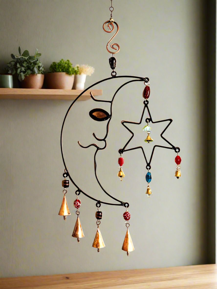 Celestial Moon Chime with  Beads