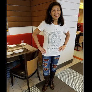 Designer Cotton T-Shirt with NIRVANA artwork for women