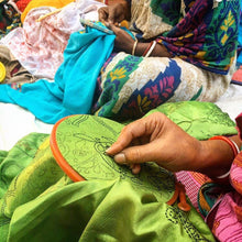 Vintage Silk Saree Kantha Shawl/Scarf - Hand Stitched Upcycled