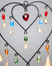 Double Heart Glass Beads Brass bells hanging