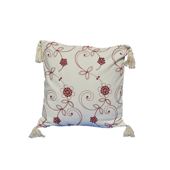 Artisanal Hand Embroidered Home Decor Cotton Throw Pillow