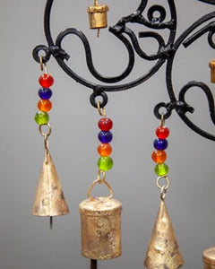 OM Brass Bells with glass beads wall hanging