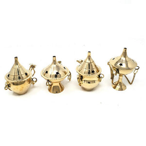 Assorted Brass Hanging Incense Burner  3.75" - 3 pcs