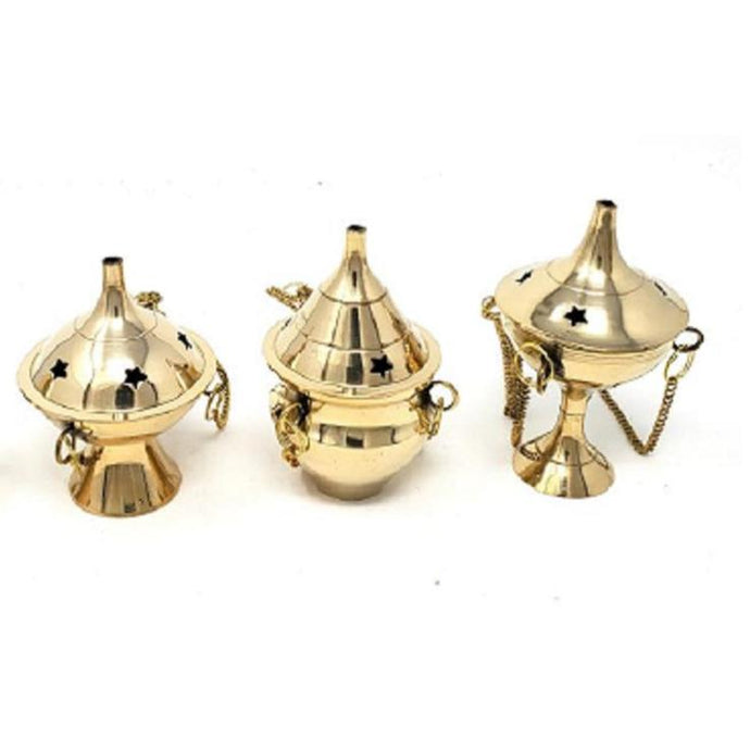 Assorted Brass Hanging Incense Burner  3.75