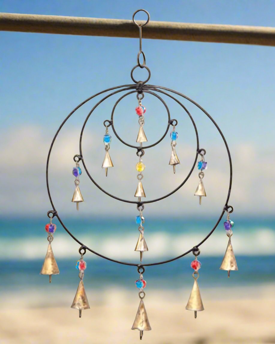 Triple Circle Chime with beads and bells