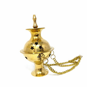 Hanging Brass Burner for cone incense and resins-  4", 6" and 8"
