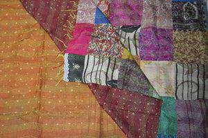 Hand Stitched Kantha  Silk  Vintage throw