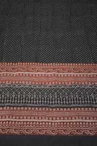 Red and Black Paisely Design Hand Block Printed Naturally Dyed Textiles