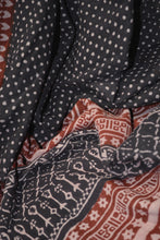 Red and Black Paisely Design Hand Block Printed Naturally Dyed Textiles
