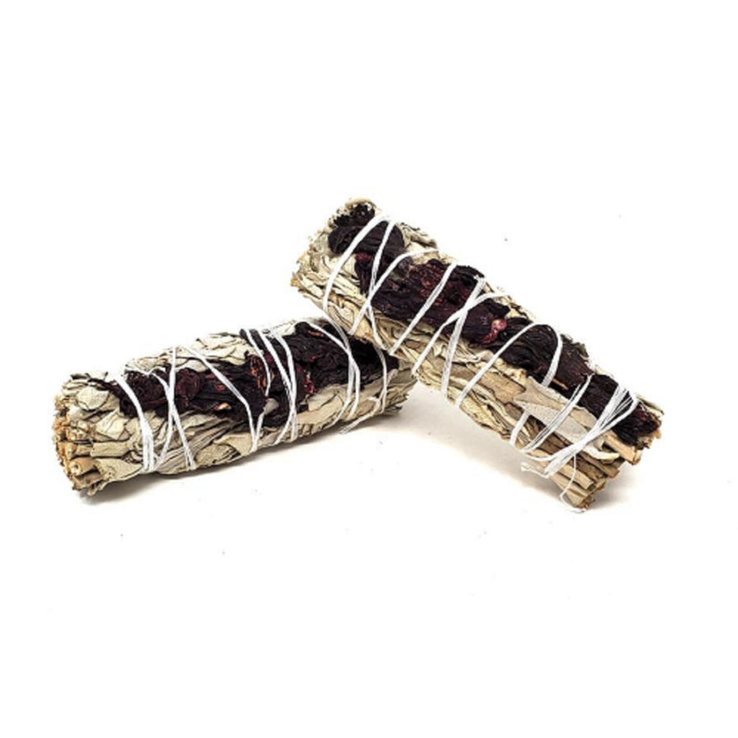 Hibiscus Flower & White Sage smudge bundle 4