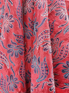 Hand Embroidered kantha silk shawl