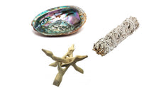 Abalone shell ash tray / wooden Stand / sage smudging herbs