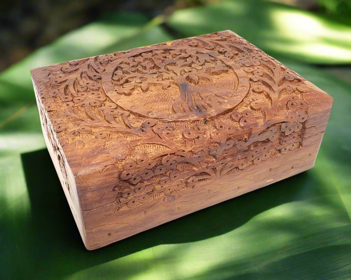 Tree of Life Hand Carved Wood Box 5