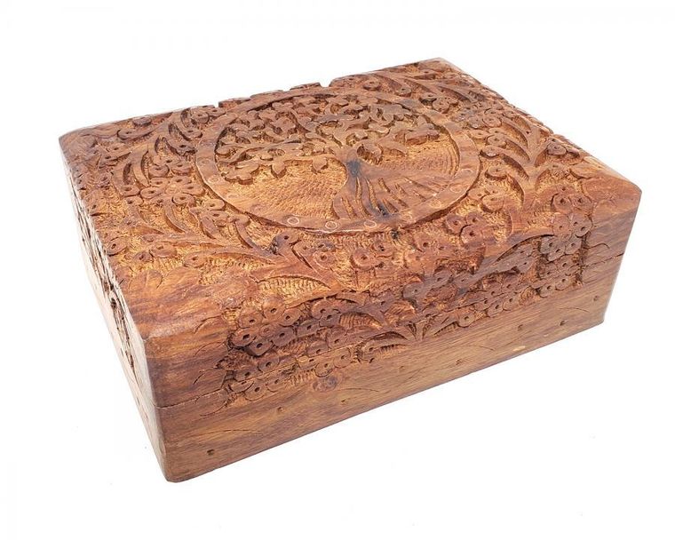 Tree of Life Hand Carved Wood Box 5