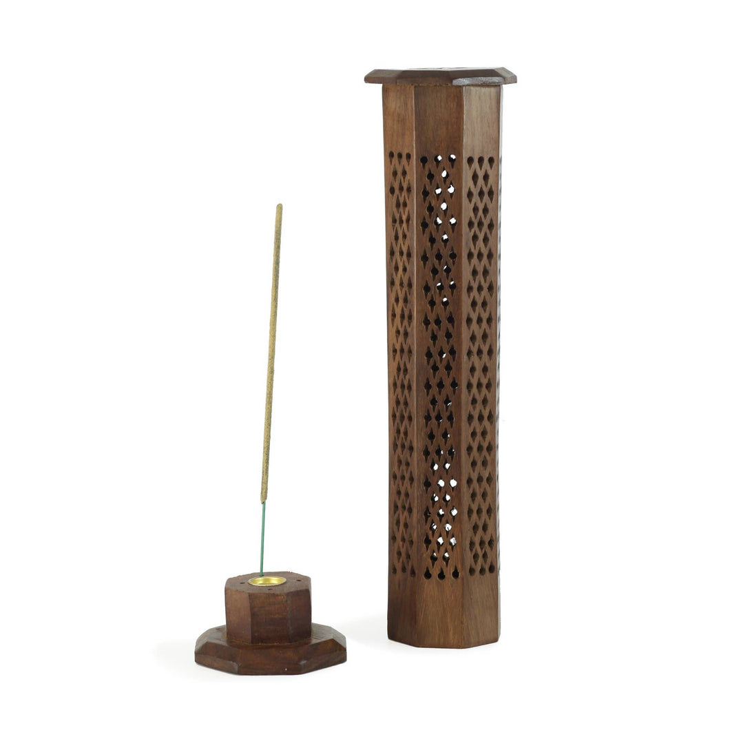 Wooden Decorative Handcarved Tower Incense Burner -12
