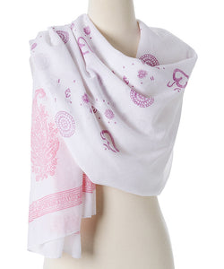 OM Shanti paisley design hand block printed cotton shawl